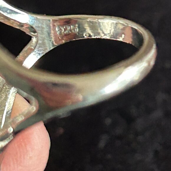 large oval Sterling green and rhinestone bling ring - Picture 4 of 4